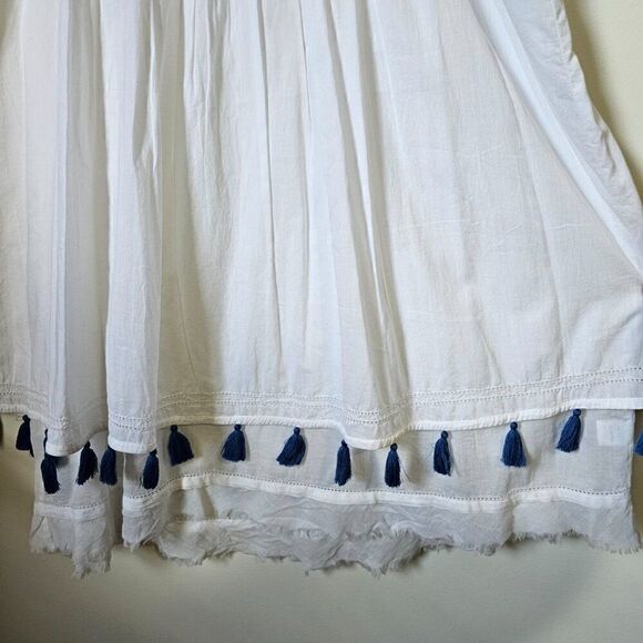 EUC NEVER WORN BOHO EMBROIDERED TASSEL HEM COTTON DRESS SIZE M - Picture 12 of 16
